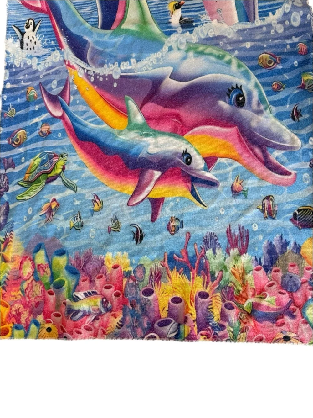 Vintage Y2K Lisa Frank Dolphin Inspired Beach Towel
